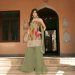 Red Garden Sharara Set
